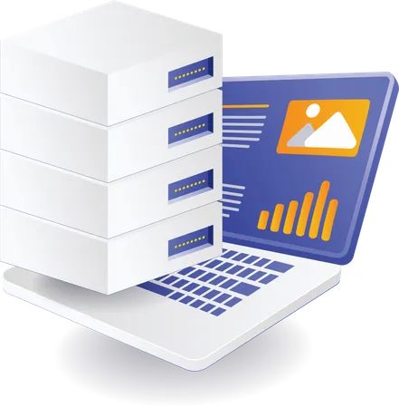 Data analysis database server hosting  Illustration