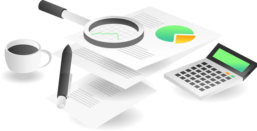Landing Page Concept Flat Isometric Illustration Business Data Analysis Paper Illustration
