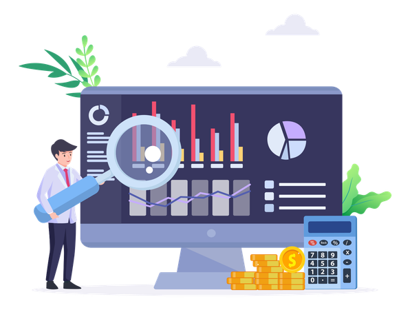 Data Analysis For Business Finance Investment  Illustration