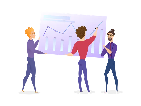 Data Analysis Graph with Business team Illustration