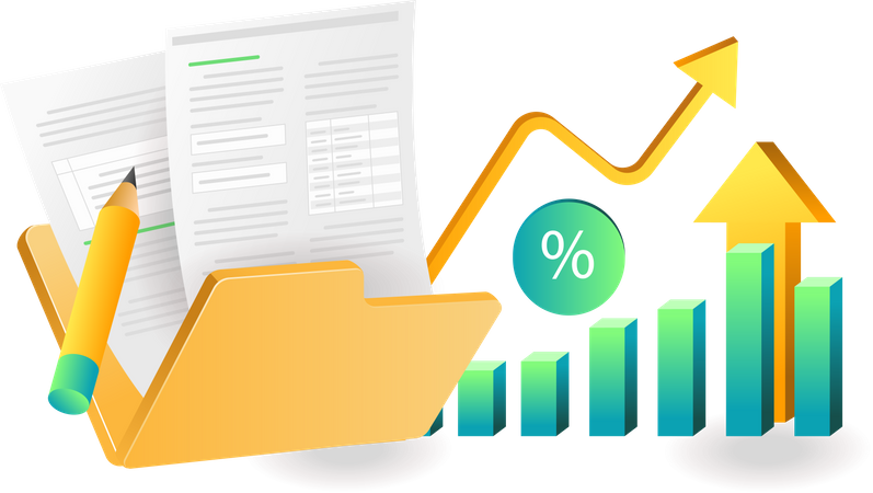 Data Analysis In Investment Business Folder  Illustration