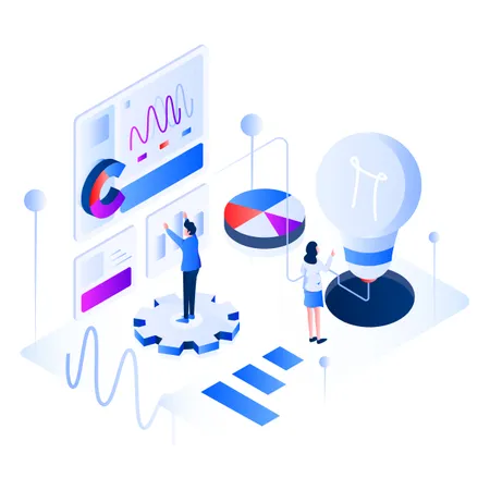 Data Analysis Isometric  Illustration