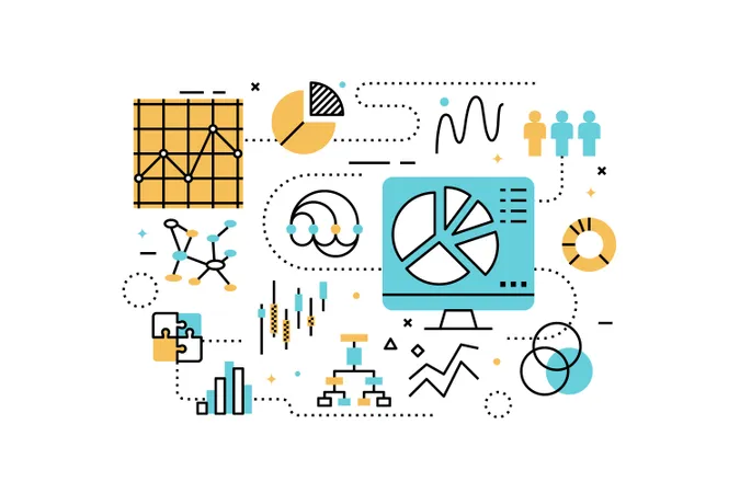 Data analysis line icons illustration  Illustration