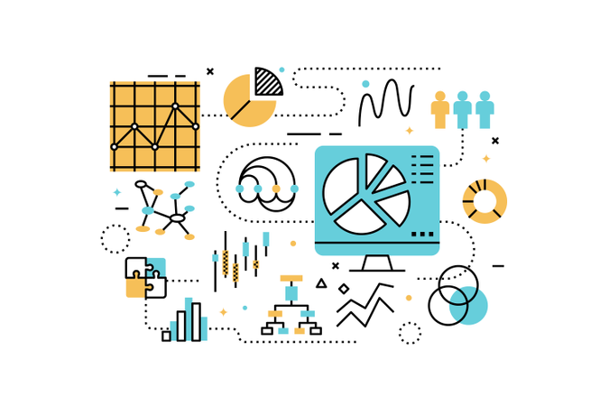 Data analysis line icons illustration  Illustration