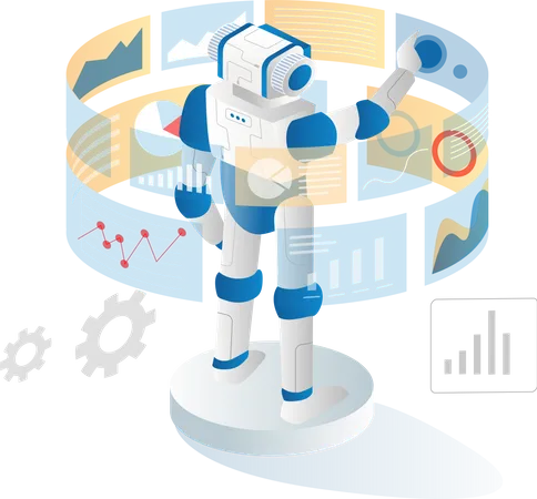 Data analysis monitoring by robot  Illustration