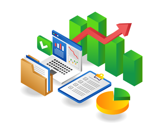 Data analysis of successful investment business Illustration