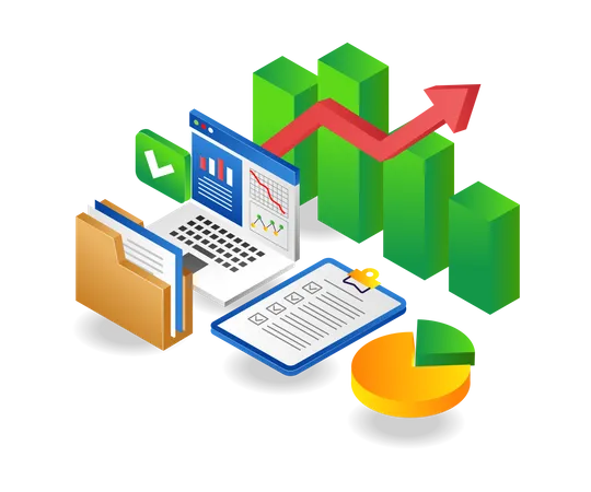 Data analysis of successful investment business Illustration