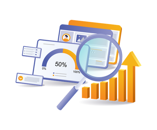 Data analysis of the speed of business development  Illustration