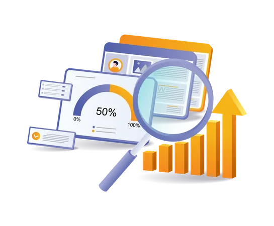 Data analysis of the speed of business development  Illustration