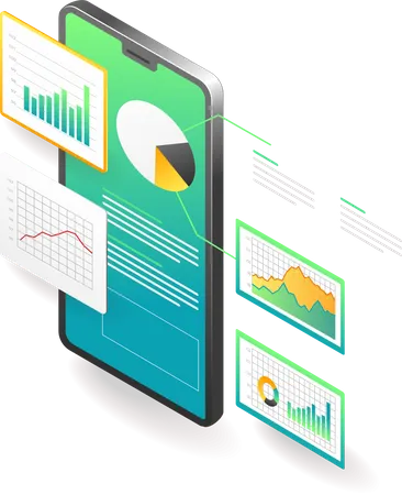Landing Page Concept Flat Isometric Illustration Data Monitoring Data Analysis From Smartphone Illustration