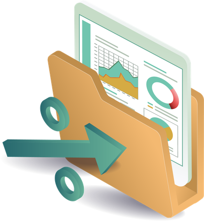 Data analysis presentation graph with folder  Illustration