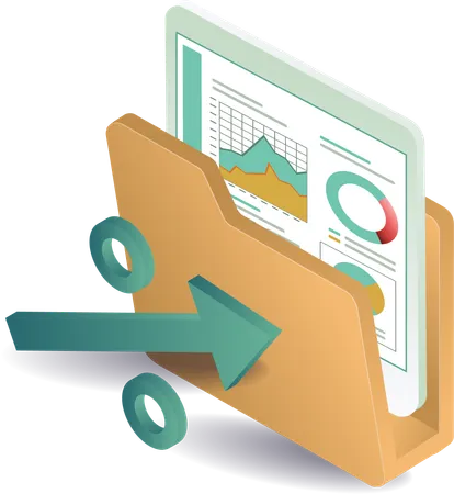 Data analysis presentation graph with folder  Illustration