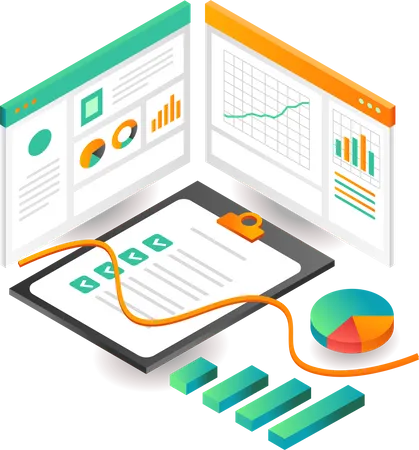 Illustration Isometric Concept Data Analyst Business Plan Illustration