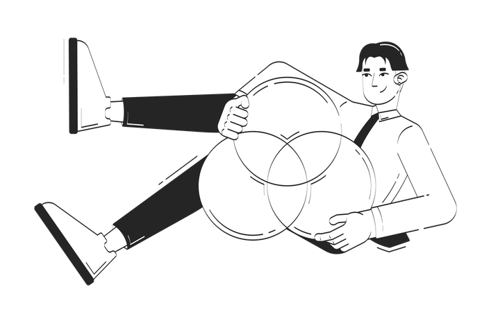 Data analyst presenting Venn diagram  Illustration