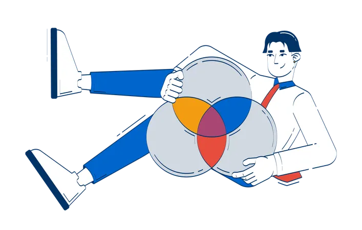 Data analyst presenting Venn diagram  Illustration
