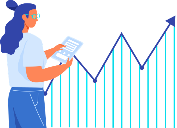 Data analyst showing analysis research statistics  Illustration