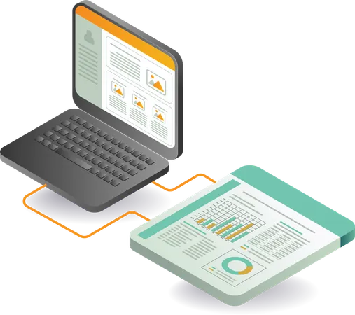 Data analyst technology and dashboard monitor screen  Illustration