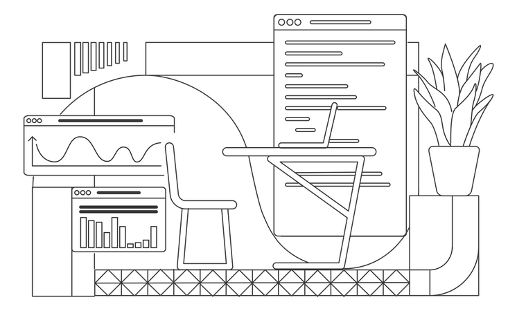 Data analyst workplace  Illustration