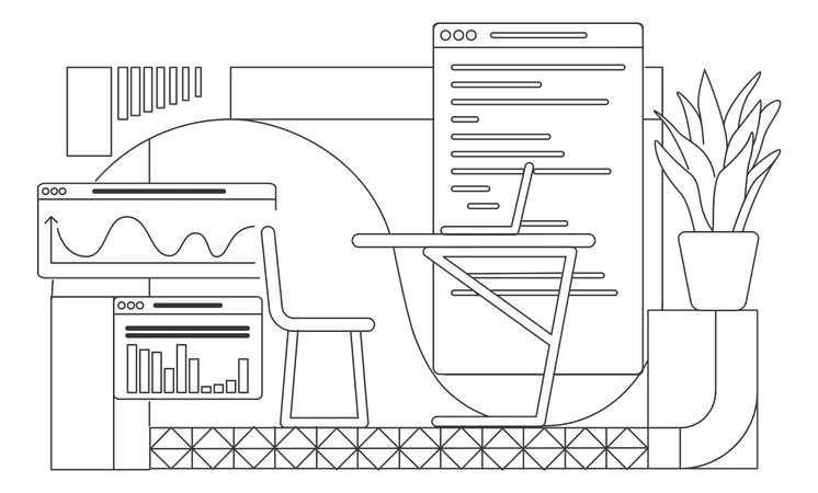 Data analyst workplace  Illustration