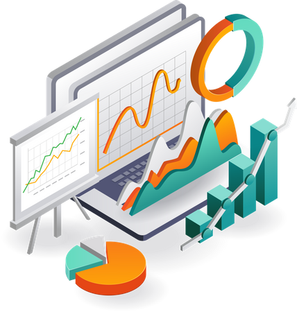 Data analytics and pie chart  Illustration