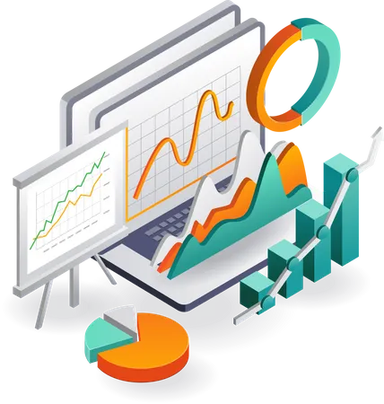 Data analytics and pie chart  Illustration