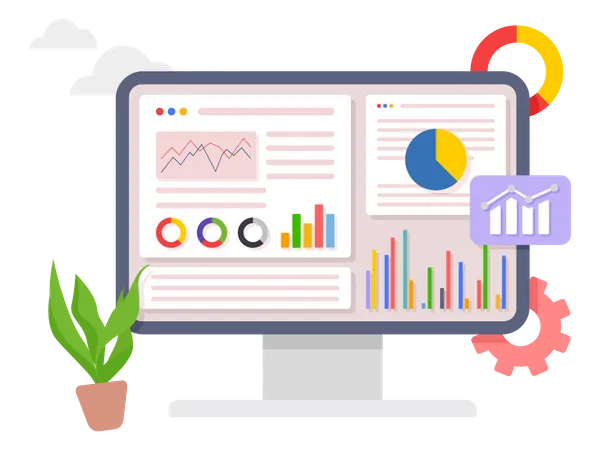 Data analytics dashboard and business finance report  Illustration