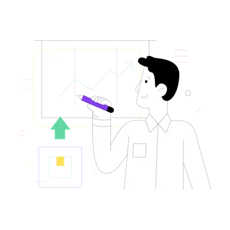 Data analytics doing future business prediction Illustration
