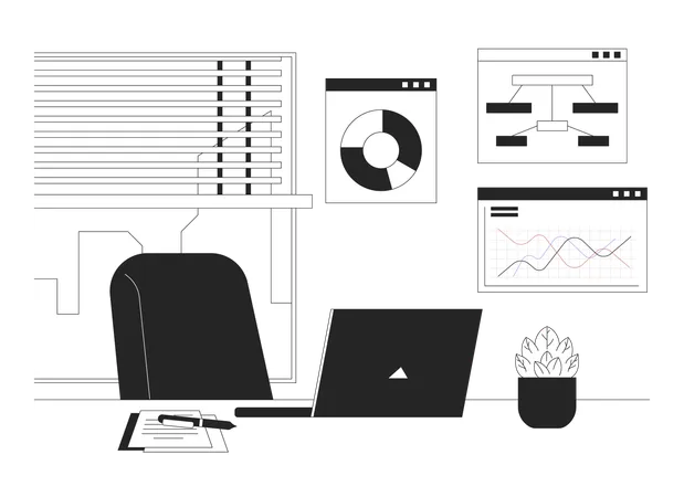 Data analytics job workspace  Illustration