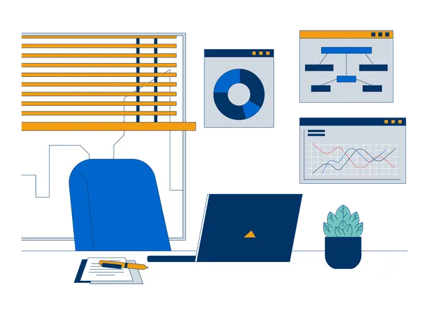 Data analytics job workspace  Illustration