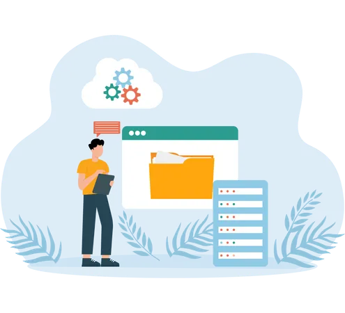 Data Architecture sets up by coder  Illustration