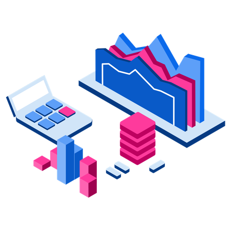 Data calculation with analysis chart  Illustration