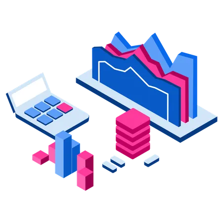 Data calculation with analysis chart  Illustration