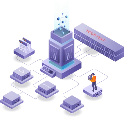 Server Data Center Of Multiple Platforms Illustration