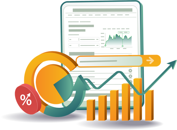 Data chart monitoring and business development  Illustration