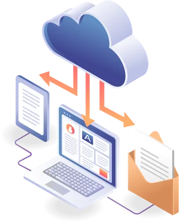 Data cloud server computer network email Illustration