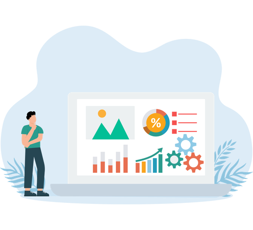 Data Collection of graphical data seen by employee  Illustration