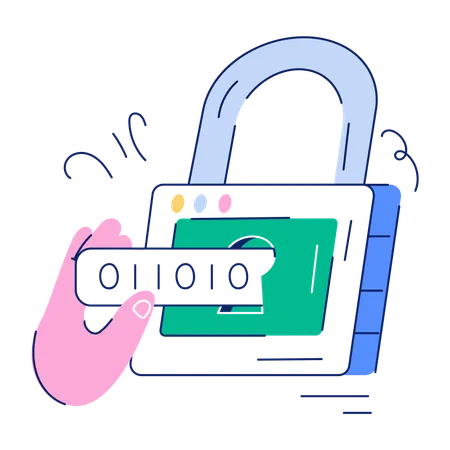 Data Encryption Hand Drawn Mini Illustration Illustration