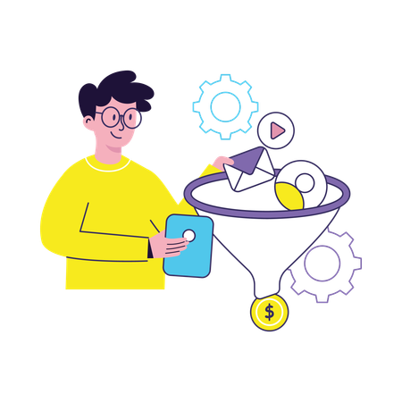 Data Filter Funnel  Illustration