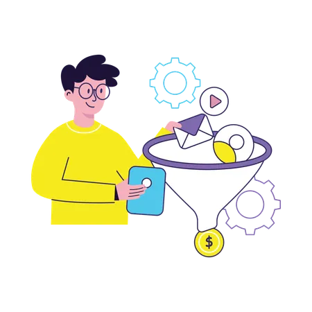 Data Filter Funnel  Illustration