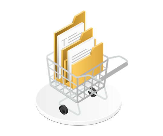 Data Folder On Trolly  Illustration