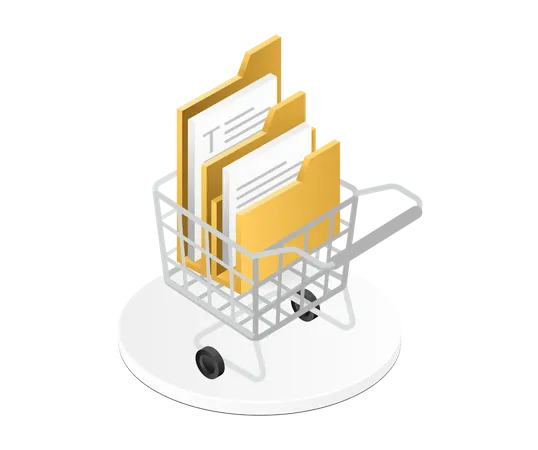 Data Folder On Trolly  Illustration