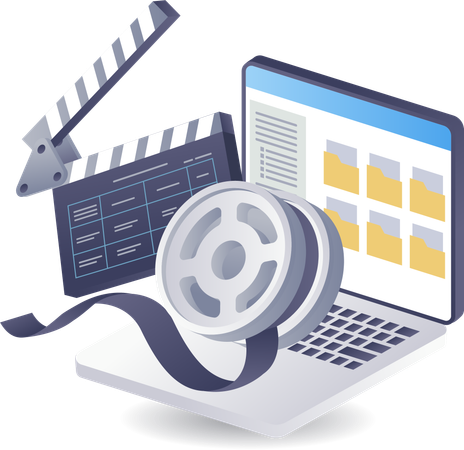 Data folder video movie editing technology  Illustration