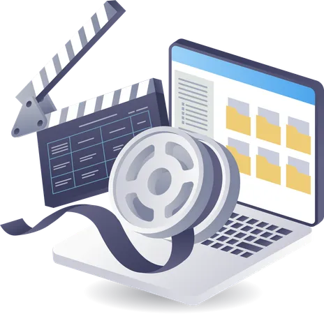 Data folder video movie editing technology  Illustration