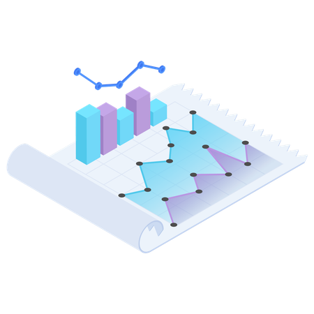 Data Graphs on Rolled Paper  Illustration