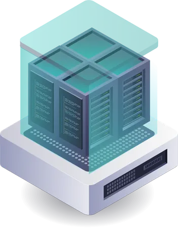 Data Management in Server Rack Technology  Illustration