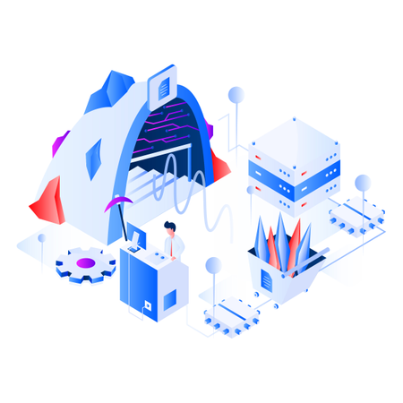 Data Mining Isometric  Illustration