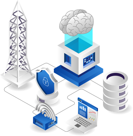 Data network cloud server tethering  Illustration