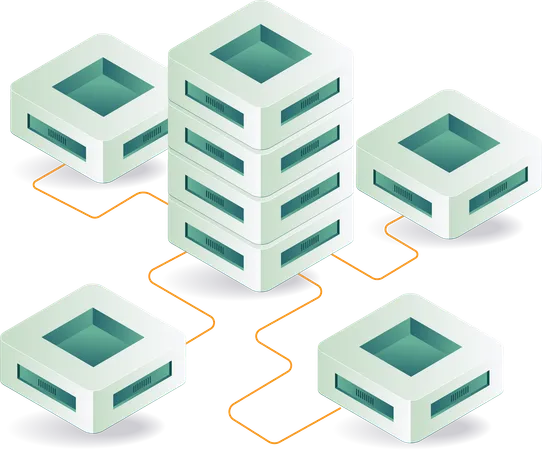 Data Network Server Technology isometric illustration  Illustration