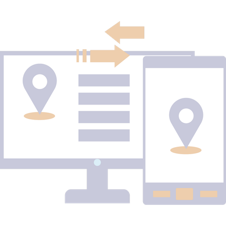 Data of location is converting from screen to mobile  Illustration