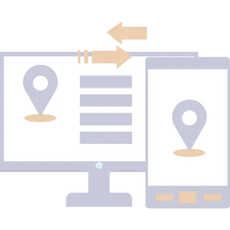 Data of location is converting from screen to mobile  Illustration